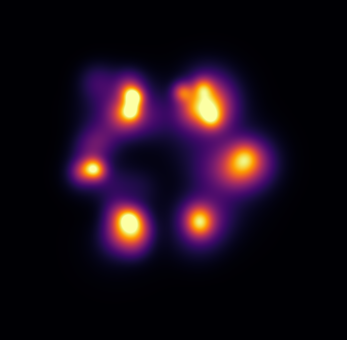 Raw localizations of a simulated hexamer — a blur